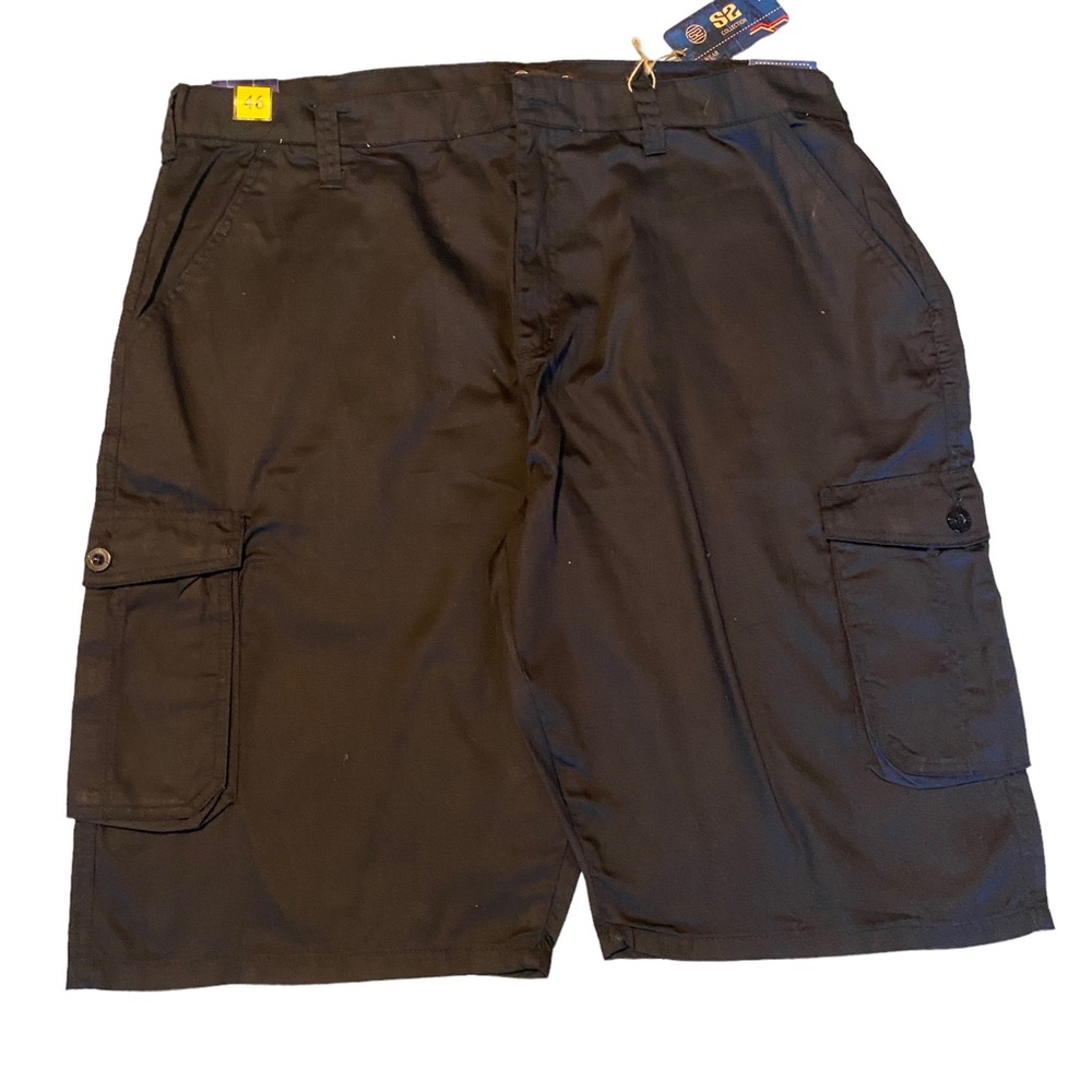 NWT Big and Tall Men’s Black Long Cargo Shorts by S2 46w